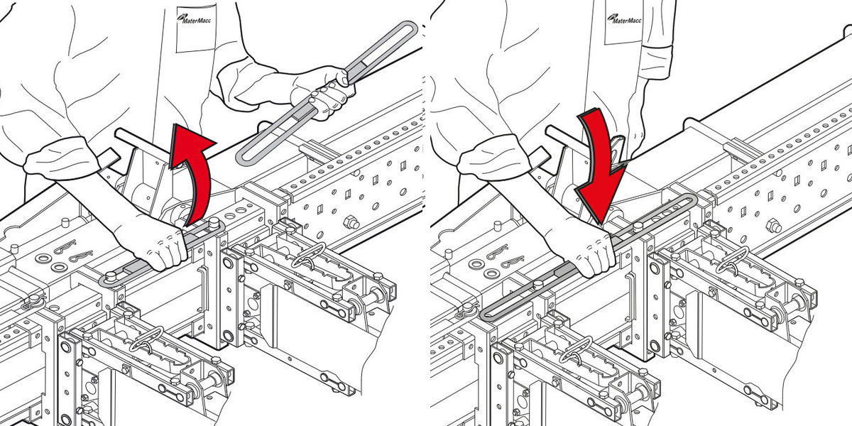 Variare l'interfila di semina sulle MS 8230 di MaterMacc è semplice e veloce grazie al sistema Easy-Set